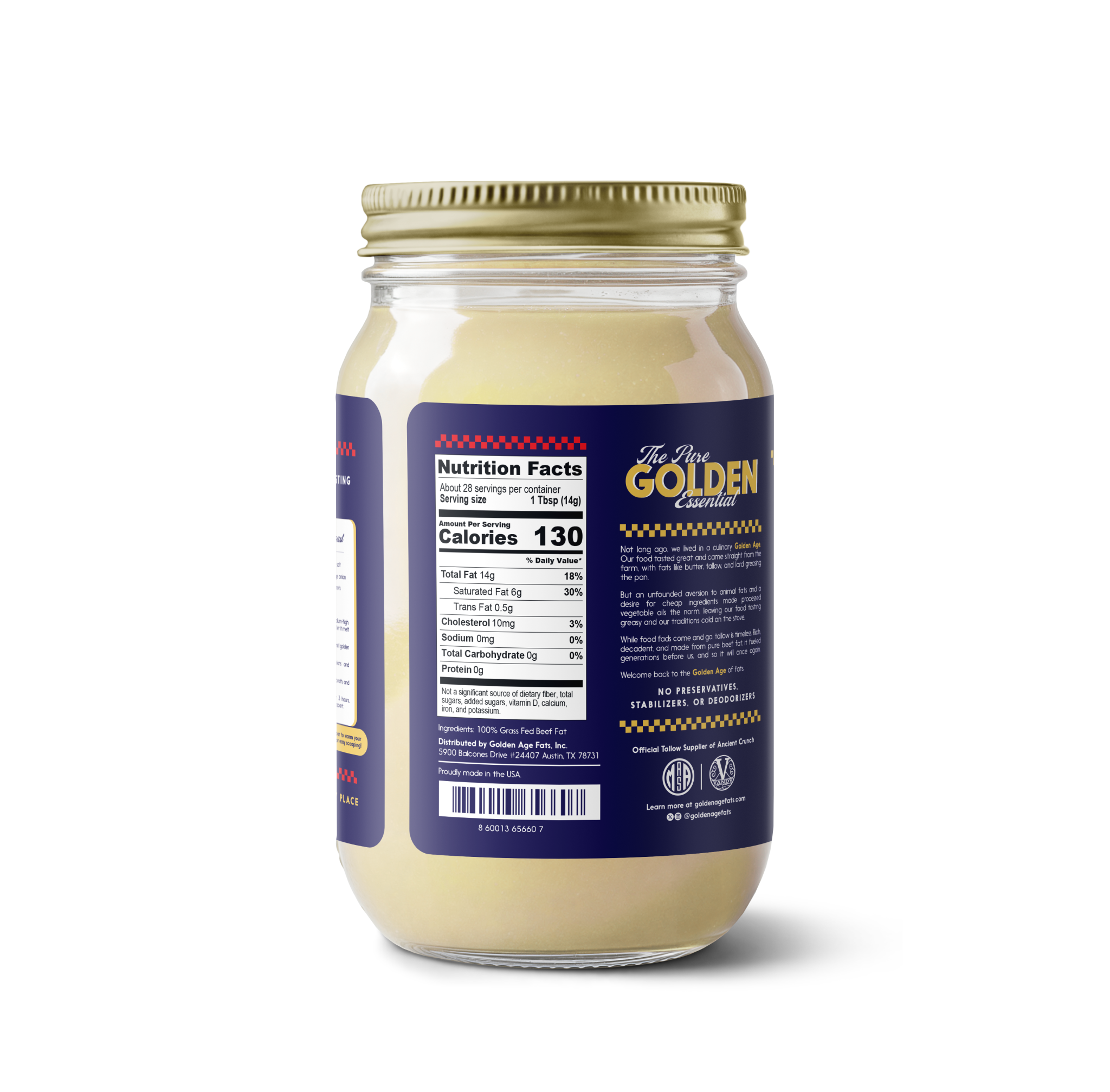 Grass Fed Beef Tallow - 14oz Single Jar